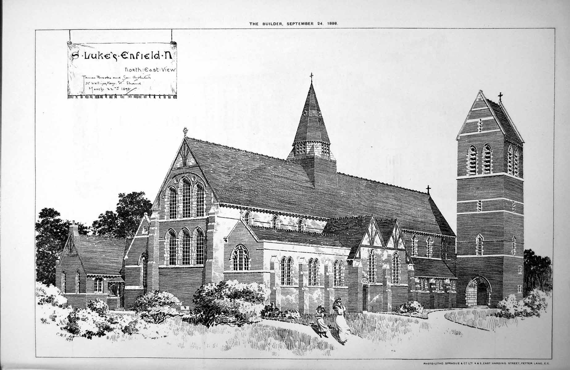 Old S. Luke'S Enfield N. North-East View J Brooks & Son Architects 1898 19th