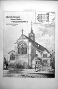 Antique Print Christ Church Moss-Side Manchester Mr W Cecil Hardy Arch 1898