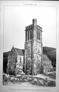 Antique Old Print Church St Michael Llangynwyd George E Halliday Arch 1898 19th