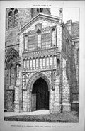 Antique Old Print South Porch St Nicholas King'S Lynn Norfolk Gjj Lacy 1898