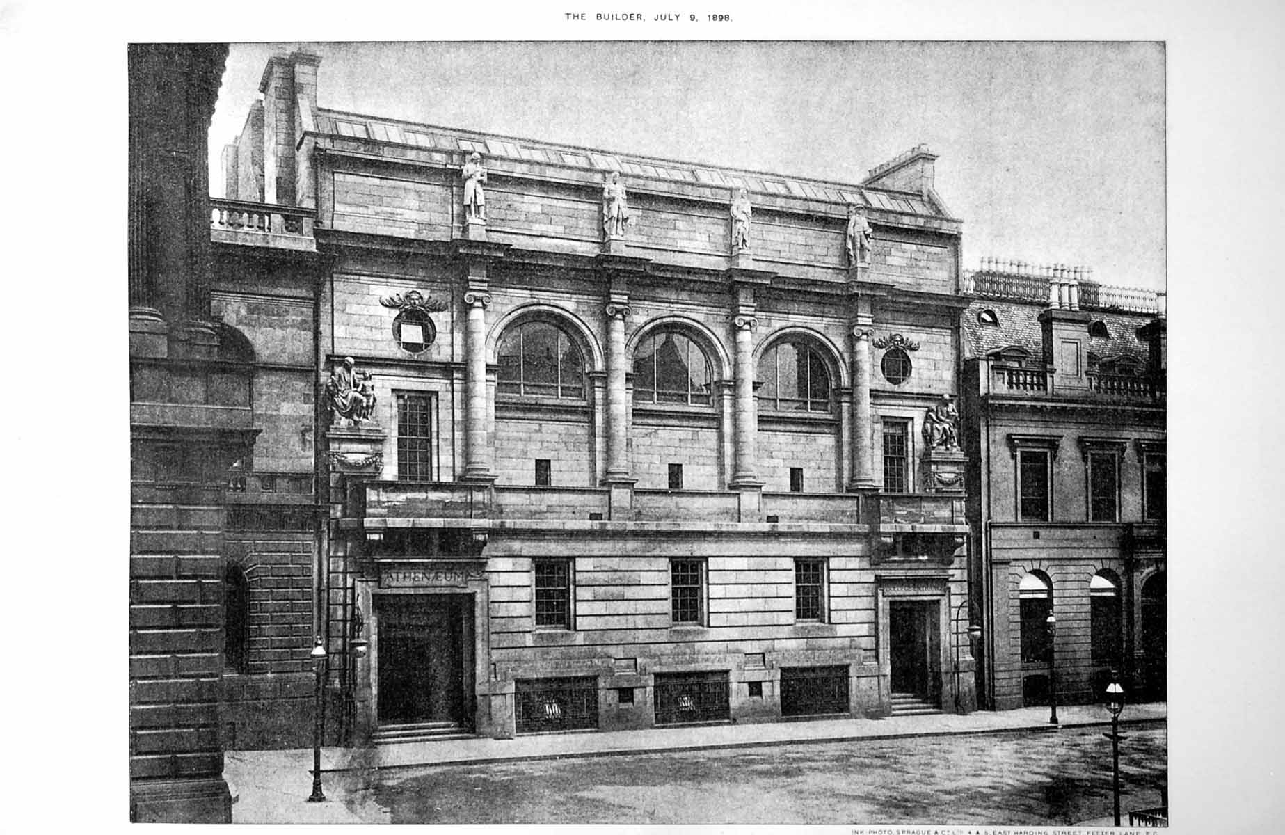 Antique Old Print Glasgow Architecture Athenaeum Jj Burnet Horizontal 1898 19th