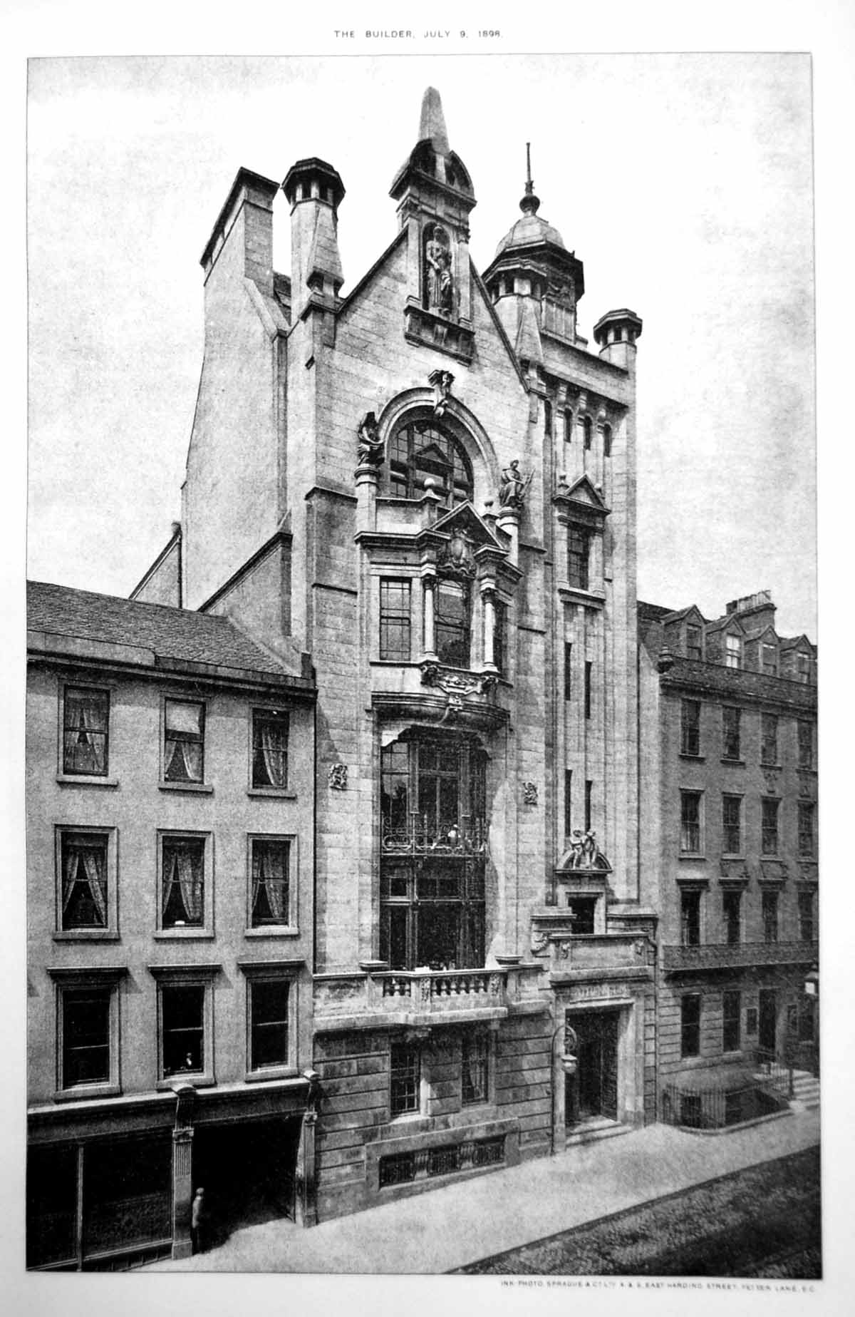 Antique Old Print Glasgow Architecture Athenaeum Jj Burnet Vertical View 1898