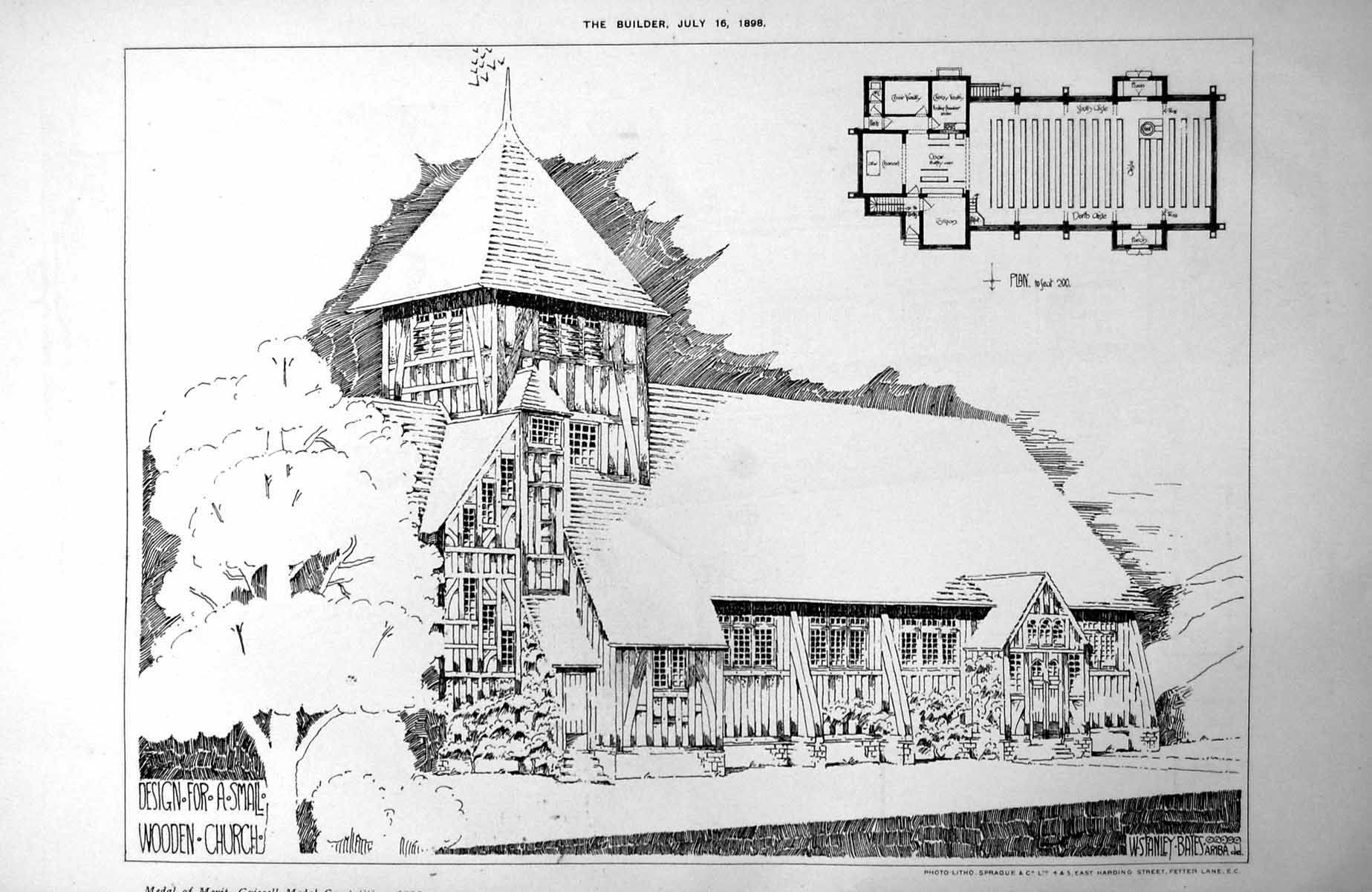 Antique Old Print Design Small Wooden Church Medal Merit Grissell Comp. 1898