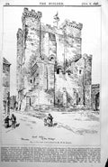 Antique Old Print The Castle Newcastle East View Keep Sketch Wh Knowles 1898