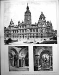 Old Print Glasgow Town Hall Exterior View Loggia From Lobby Council 1898 19th