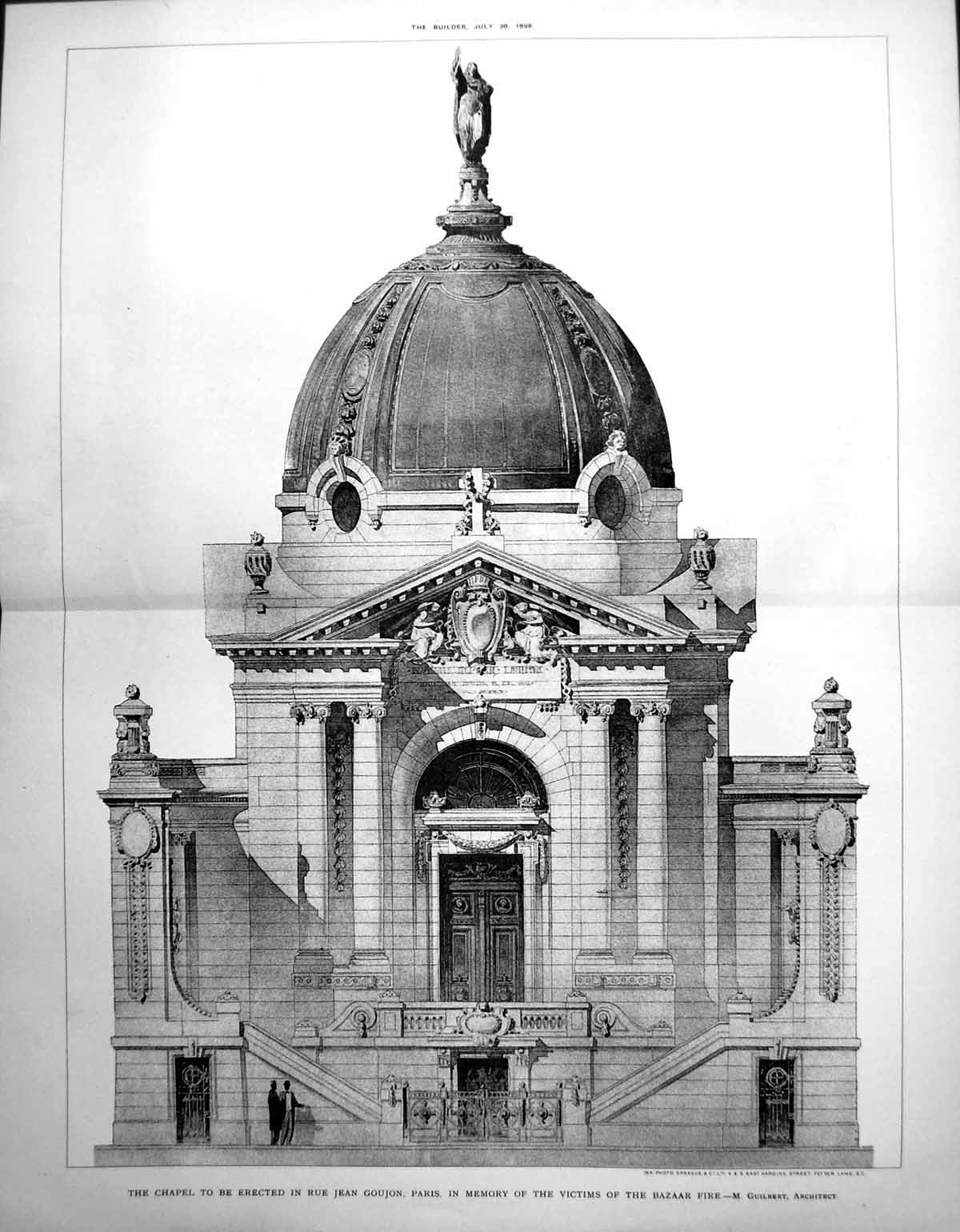 Old Print Chapel Erected Rue Jean Goujon Paris M Guilbert Architect 1898 19th