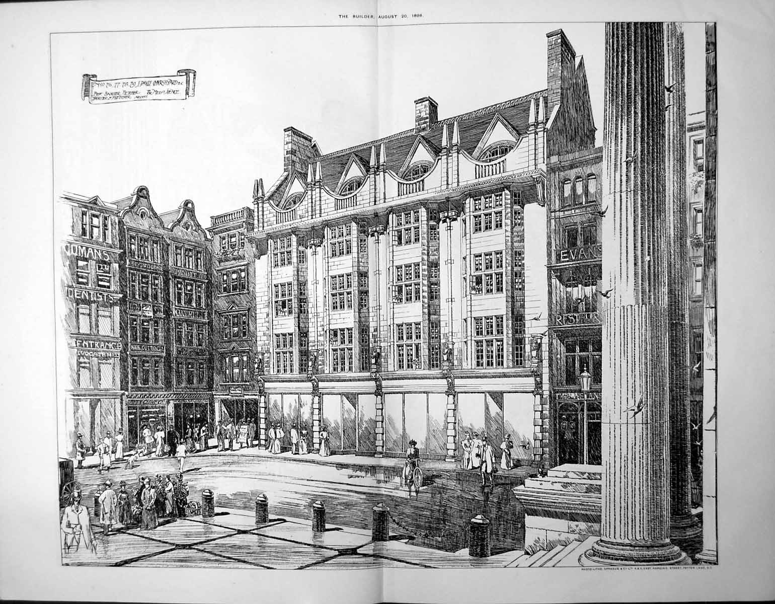 Old Print No'S 76-79 St. Paul'S Churchyard Street Scene Businesses 1898