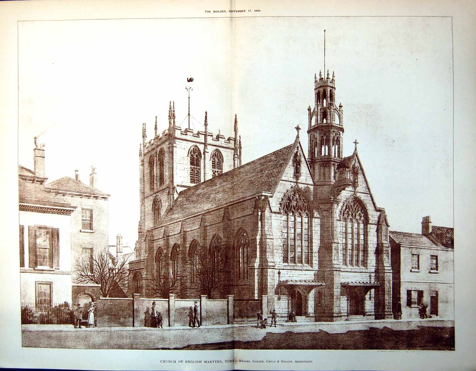 Old Antique Print Church English Martys York Gie Child Architects 1898 19th