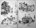 Antique Print Damaged Little Wolford Falcon Inn Bidford Salford Hall 1898 19th