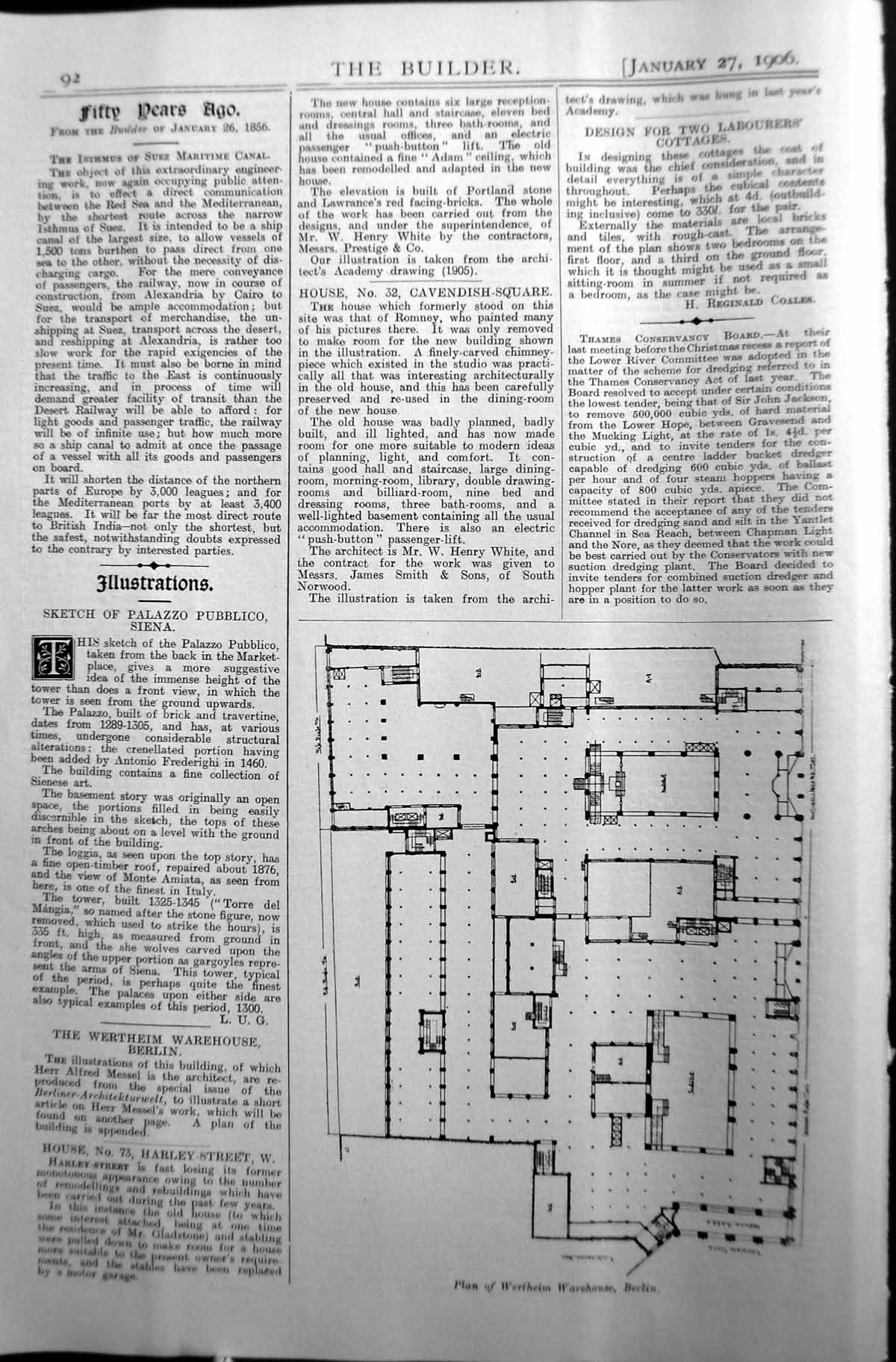 Old Plan Wertheim Warehouse Berlin Germany Architecture 1906 Builder 20th