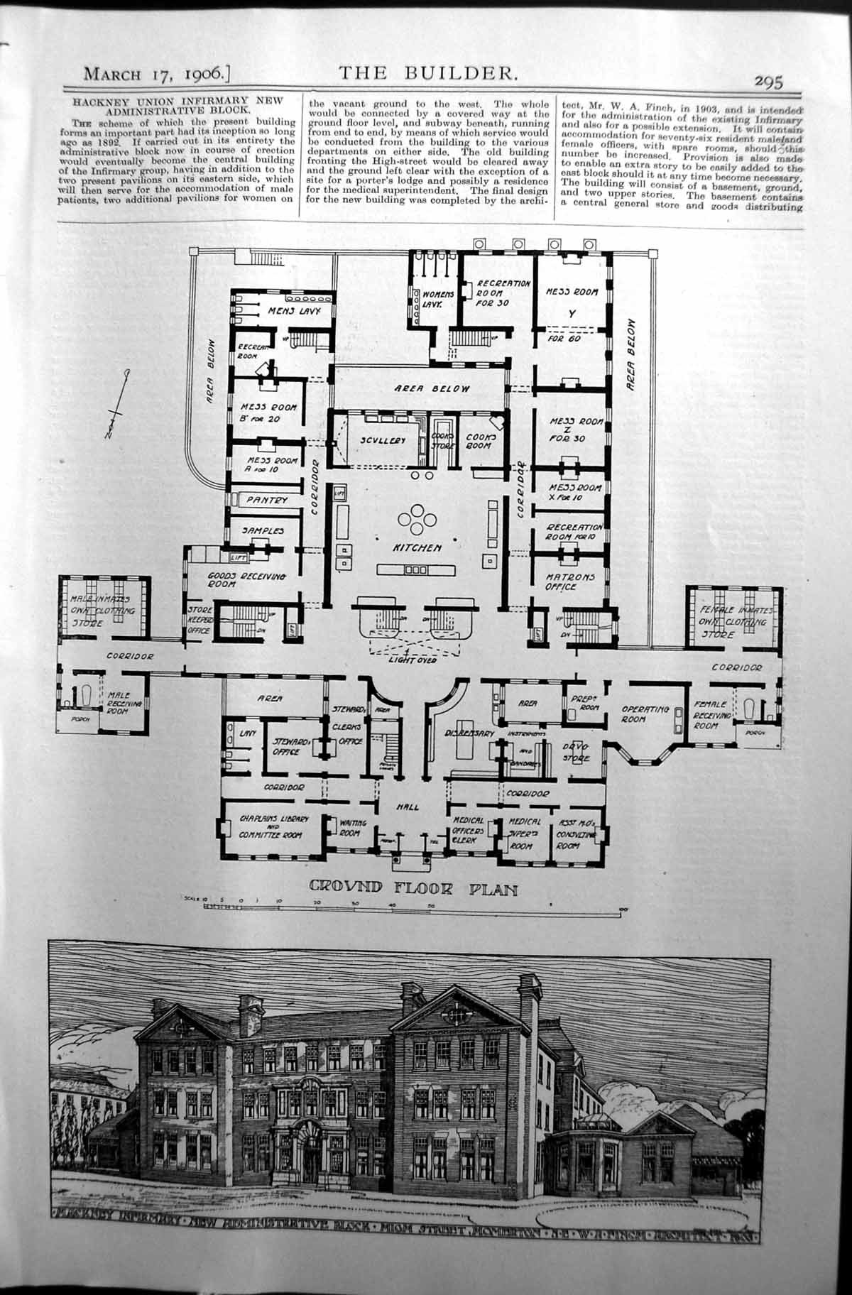 Old Ground Floor Plan Hackney Infirmary Finch Architecture 1906 Build 20th