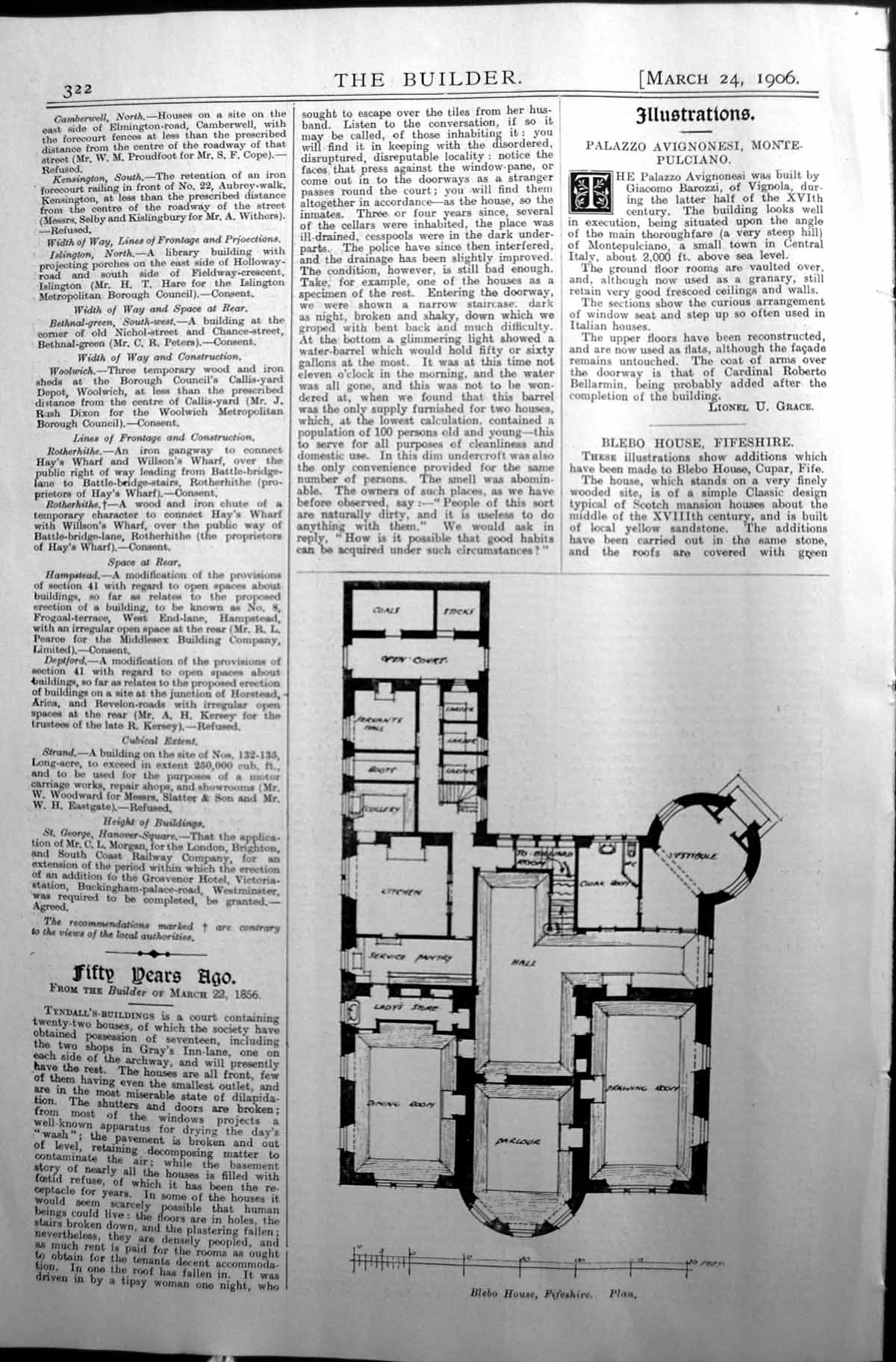 Antique Print Plan Belbo House Fifeshire Scotland Architecture 1906 Builder