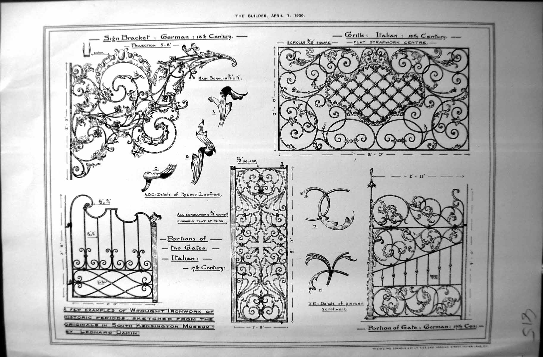 Old Wrought Ironwork Kensington Musuem Dakin Architecture 1906 Builde 20th