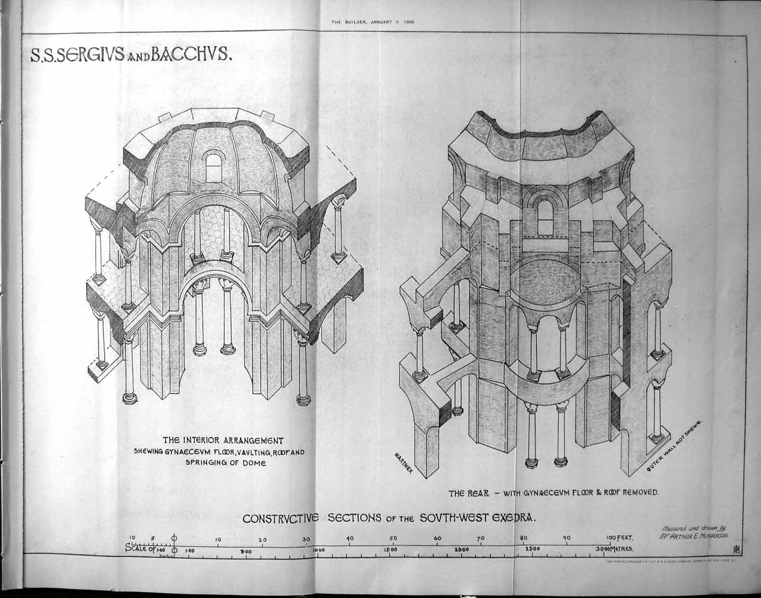 Old Print Sergius Bacchus RoSpringing Dome Arthur Henderson Architecture