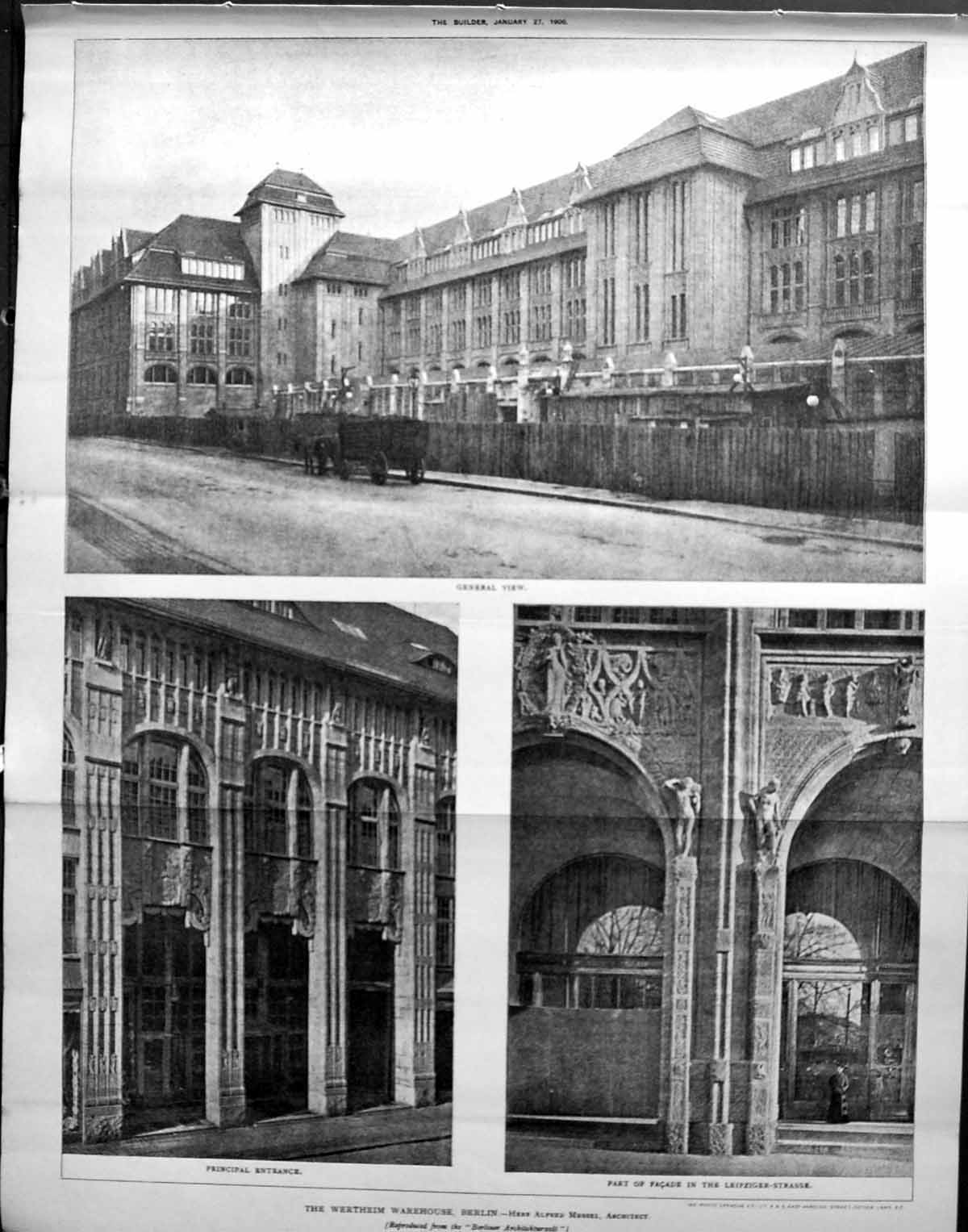 Old Wertheim Warehouse Berlin Herr Alfred Messel Architecture 1906 Bu 20th