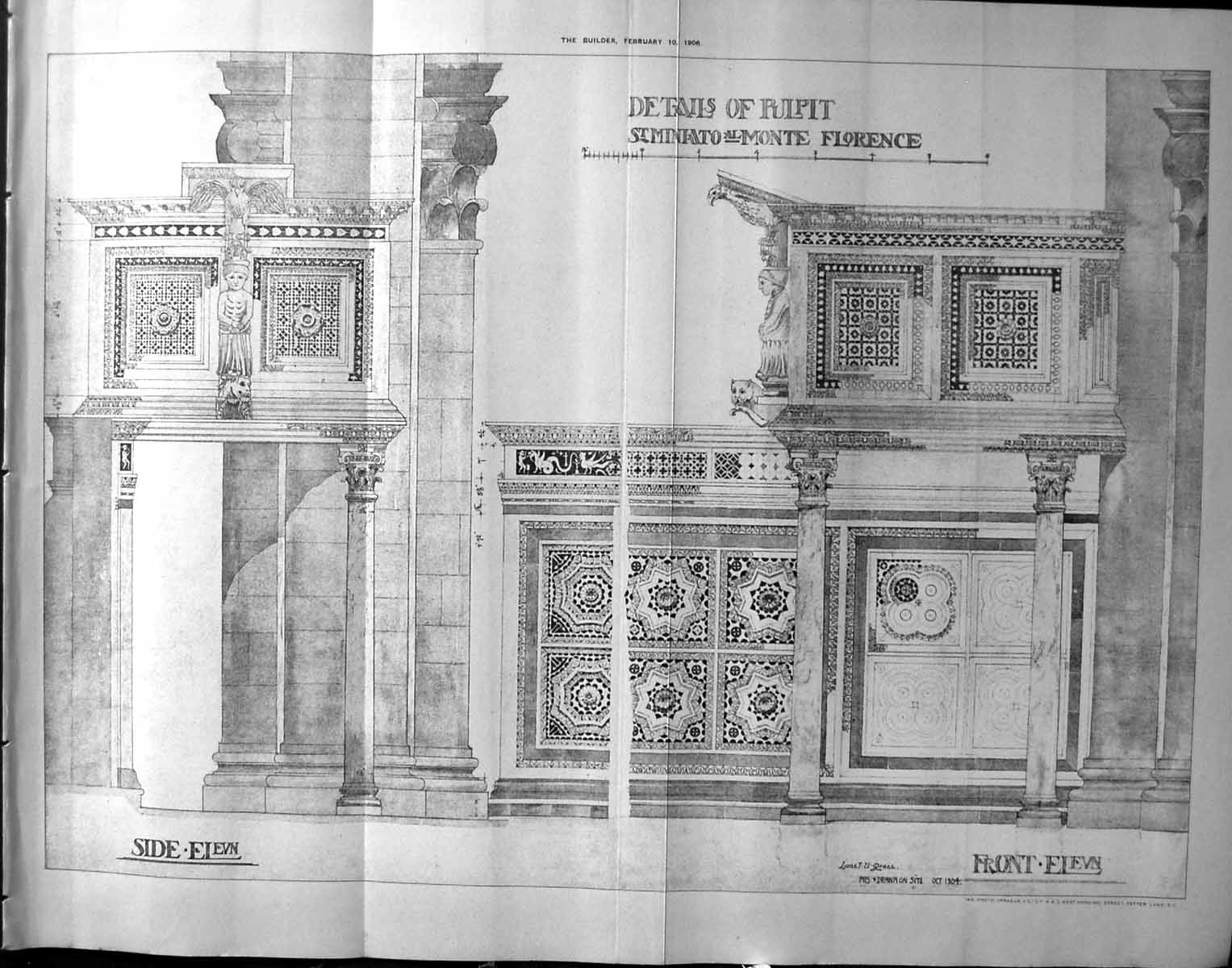 Old Details Pulpit Monte St. Miniato Florence Architecture 1906 Build 20th