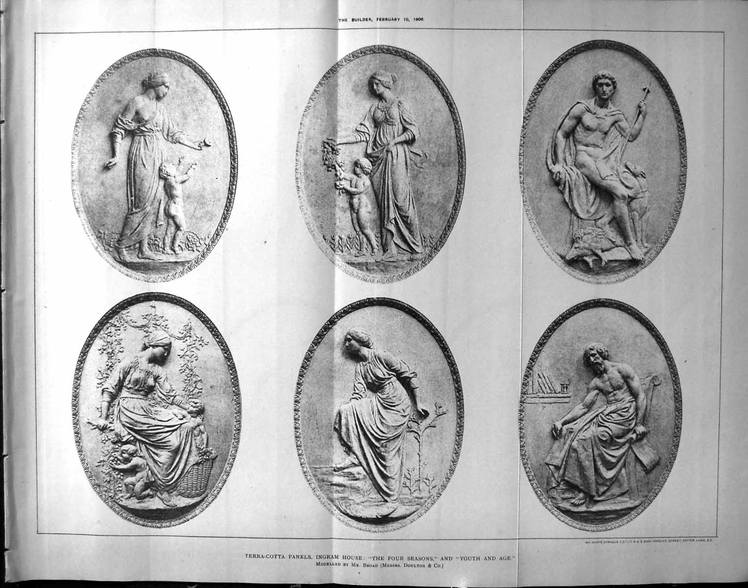 Old Terra Cotta Panels Ingram House Four Seasons Youth Age Doulton 19 20th