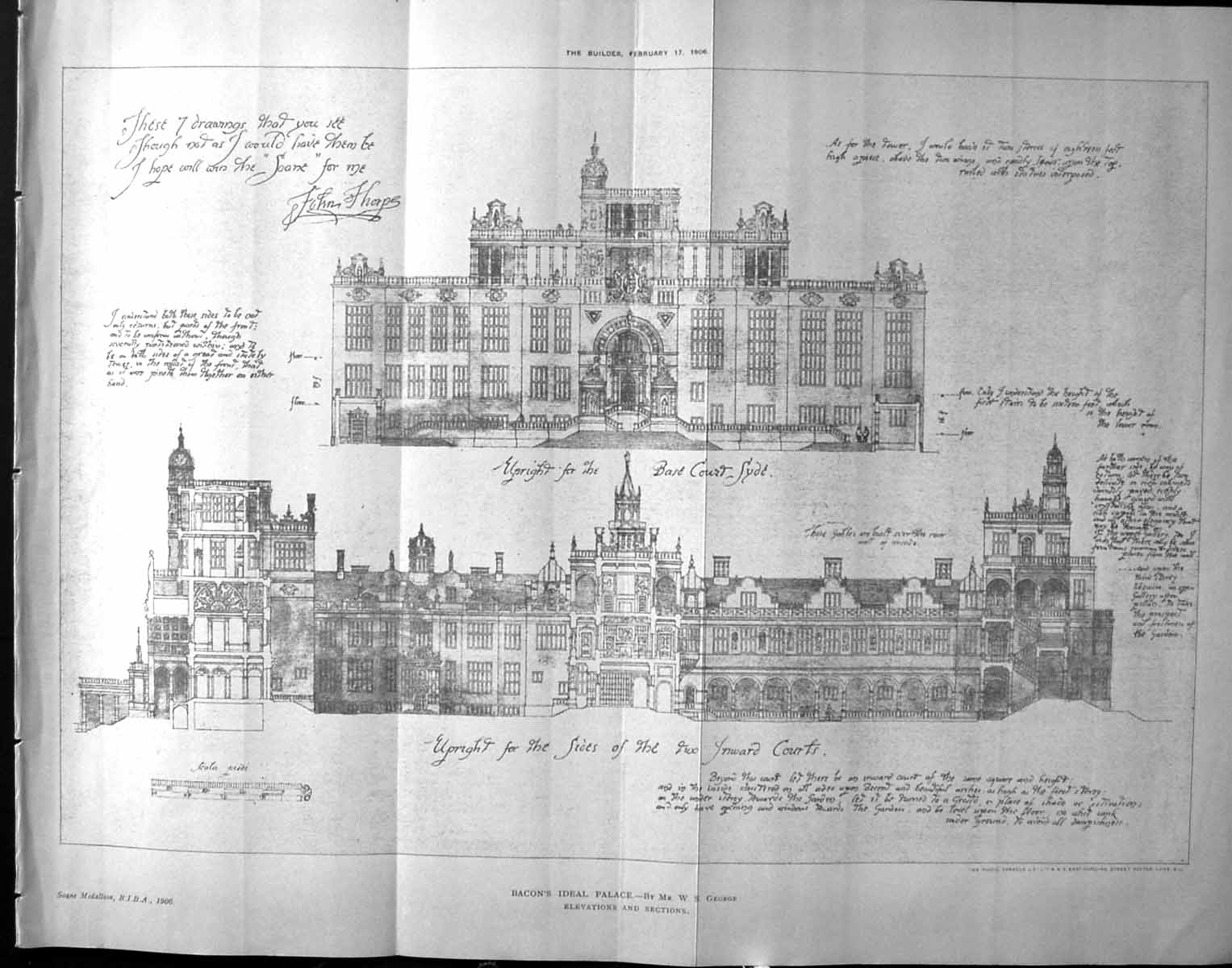 Old Bacon'S Ideal Palace Courtyard George Architecture 1906 Builder 20th