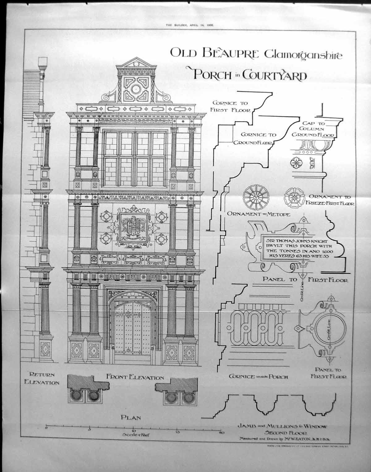 Old Beaupre Glamorganshire Porch Courtyard Jamb Mullions Architecture