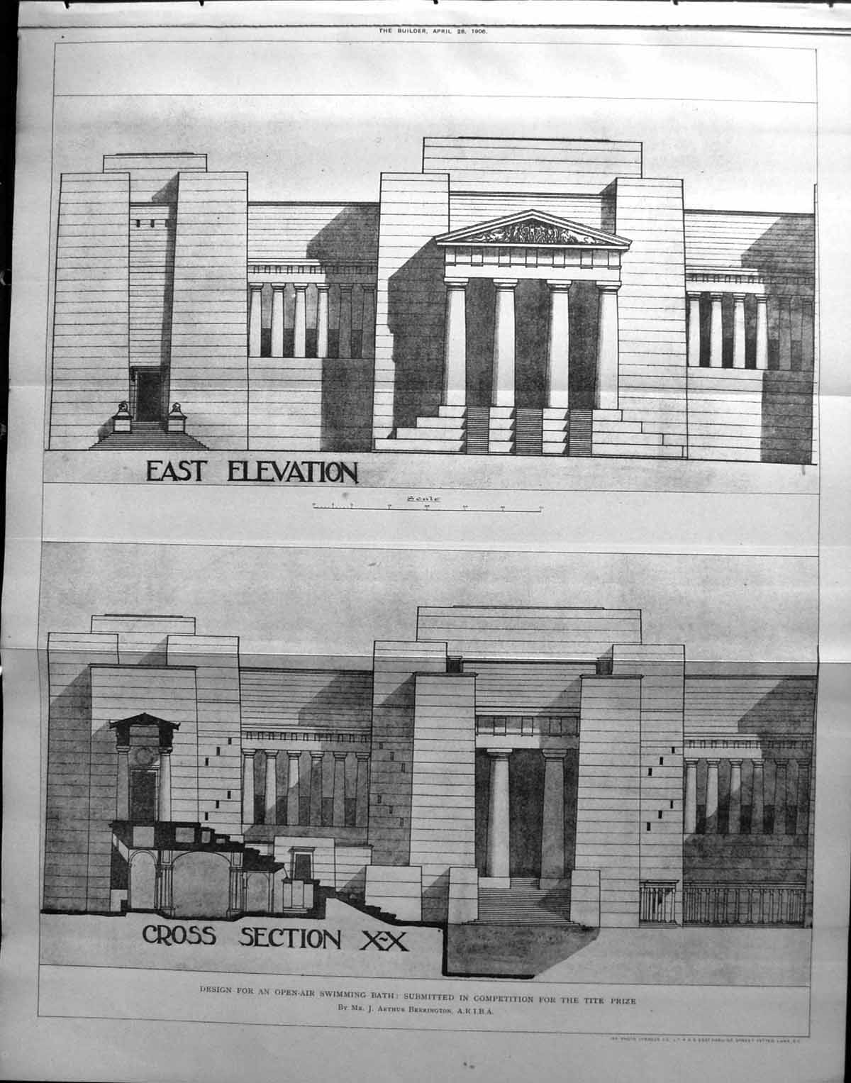 Old Design Open-Air Swimming Bath Arthur Berrington Architecture 1906 20th
