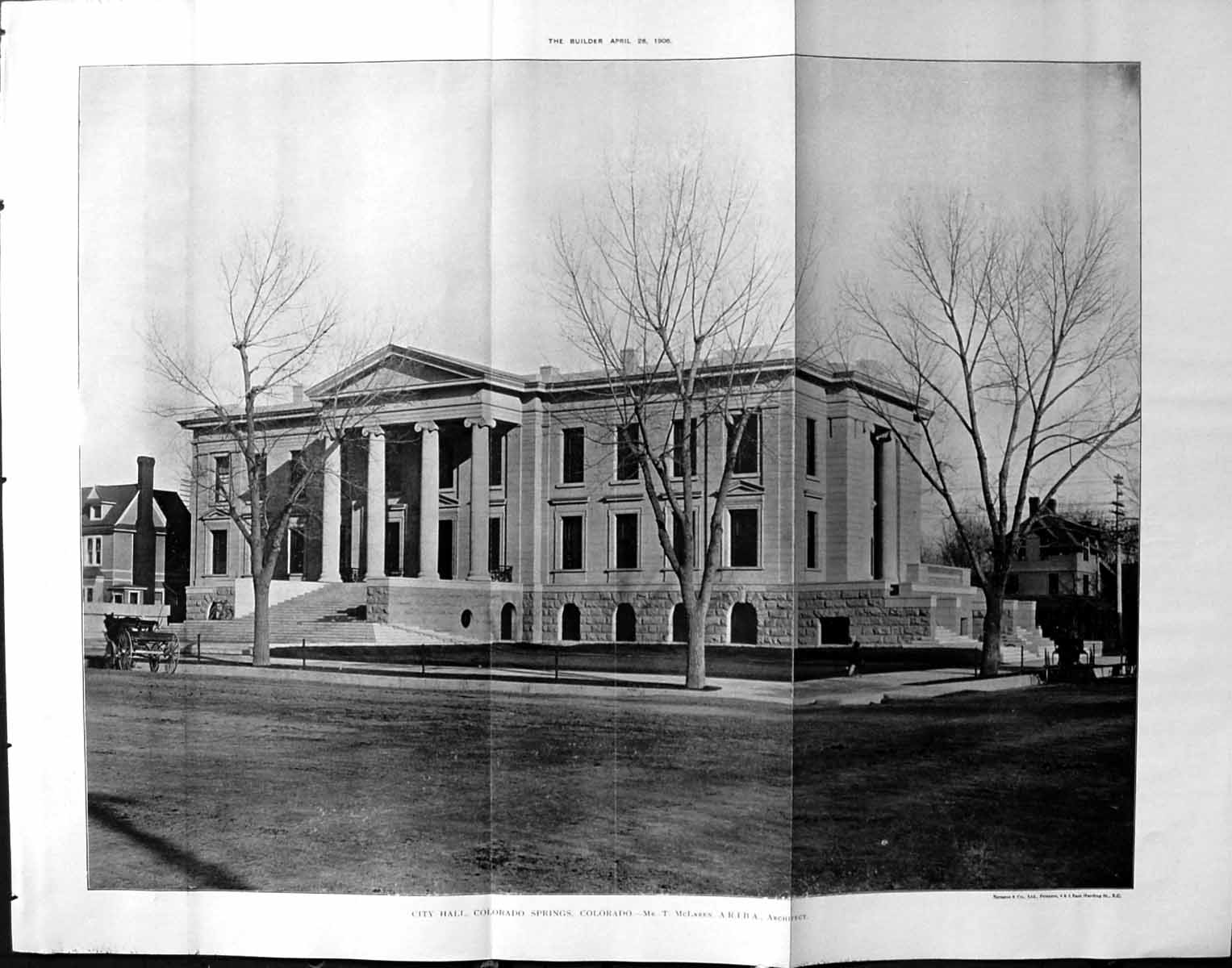 Antique Print City Hall Colorado Springs Mclaren Architecture 1906 Builder