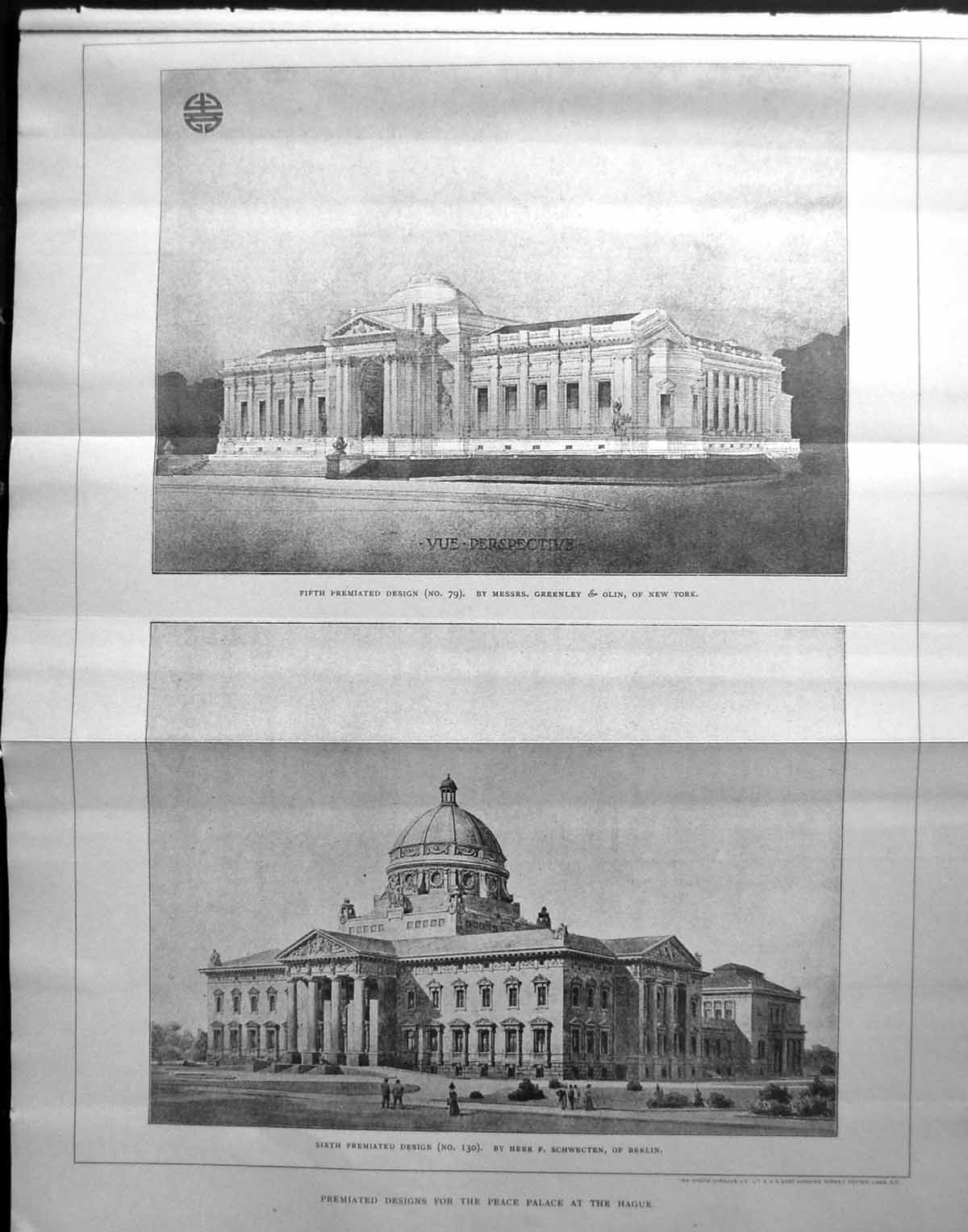 Old Architecture 1906 Builder Design Peace Palace Hague Greenley Schw 20th