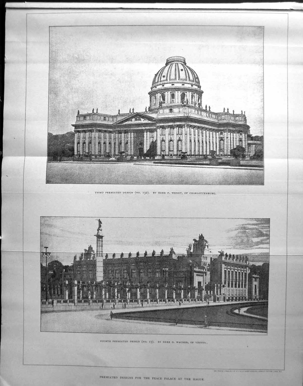 Old Design Peace Palace Hague Herr Wendt Wagner Architecture 1906 Bui 20th