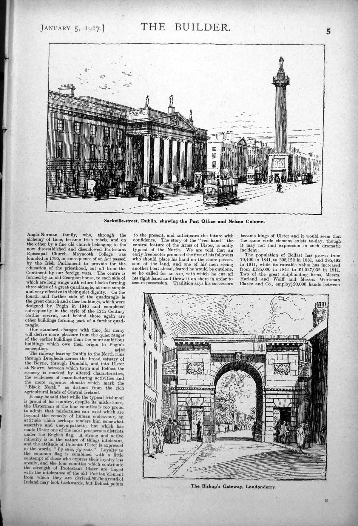 Old Sackville St Dublin Bishop'S Gateway Londonderry Enniskillen 1917 0 20th