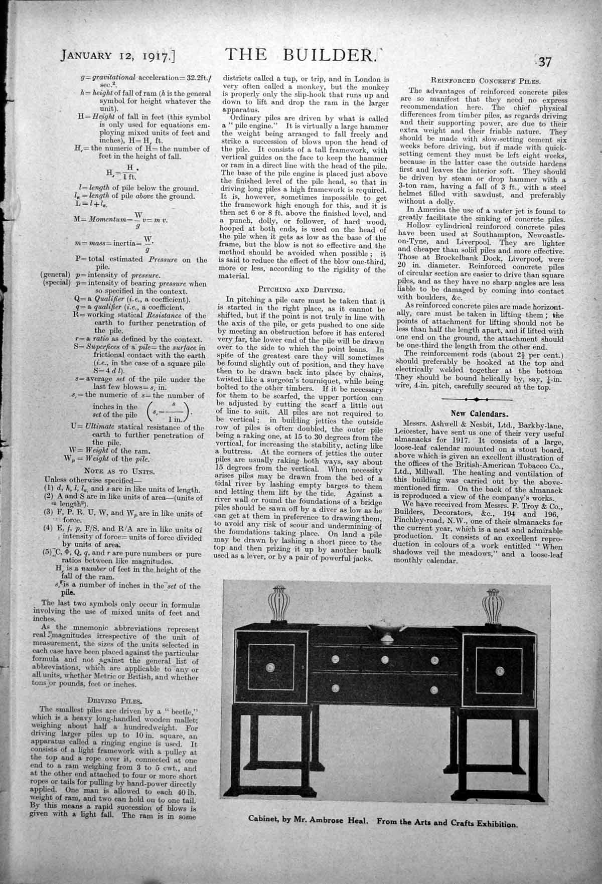 Old Print Cabinet By Mr Ambrose Heal From Arts And Crafts Exhibition 1917 20th