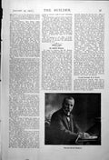 Antique Print Late Herbert Batsford Managing Dir. Architectural Publ. 1917 20th