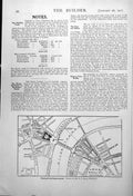 Old Vintage Print Charing Cross Improvement Map River Thames London 1917 20th