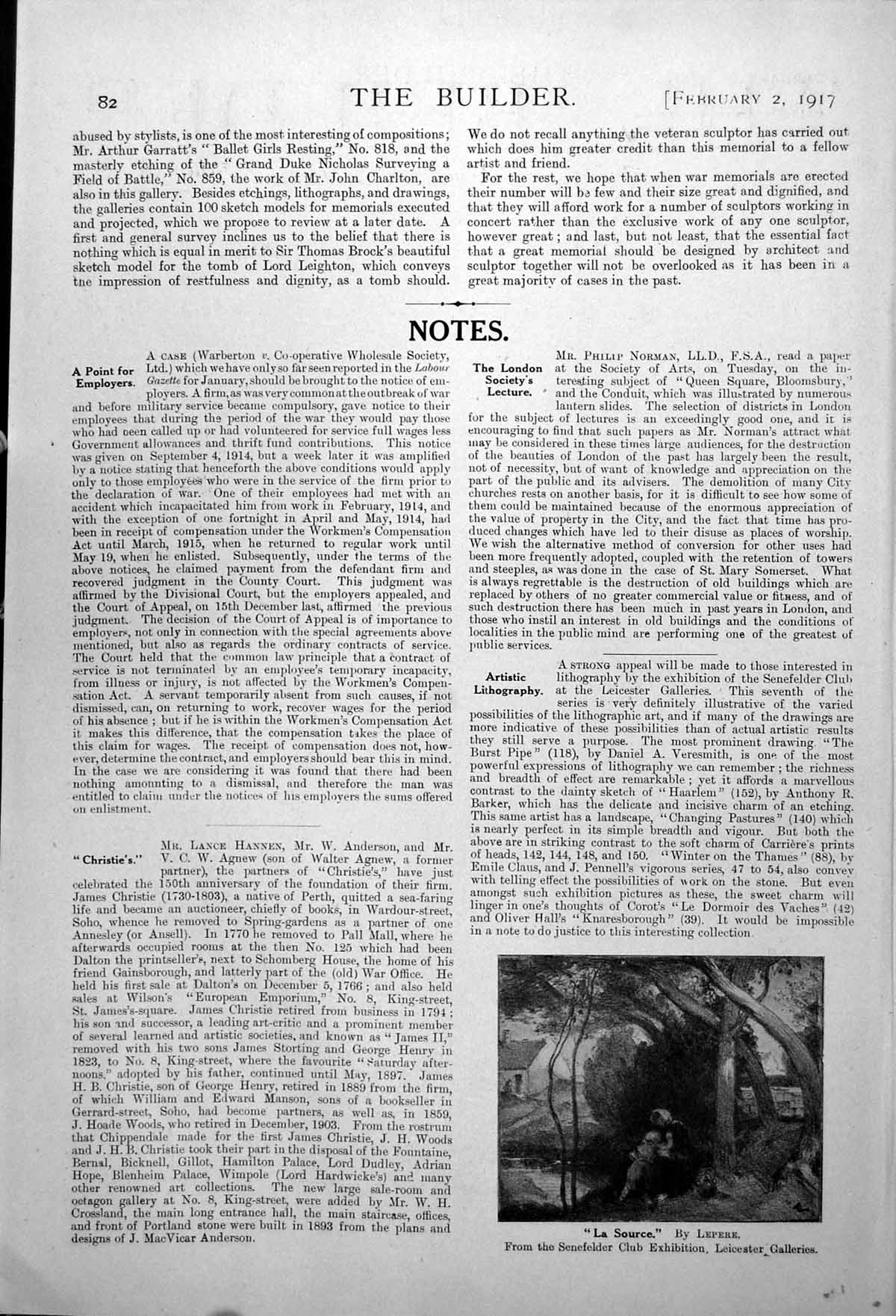 Original Old Vintage Print La Source Lepere Woman Child Pool Trees 1917 20th