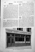 Antique Old Print Detail Bank Moorgate Hall London County & Westminster 1917