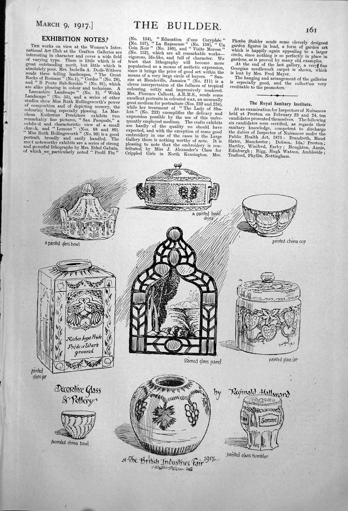 Old British Industries Fair Decorative Glass Pottery R Hallward 1917 20th