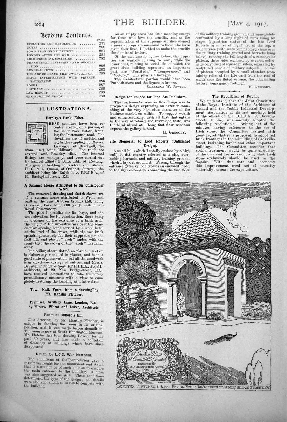 Antique Print Summer House Attributed To Christopher Wren Crooms Hill 1917 20th