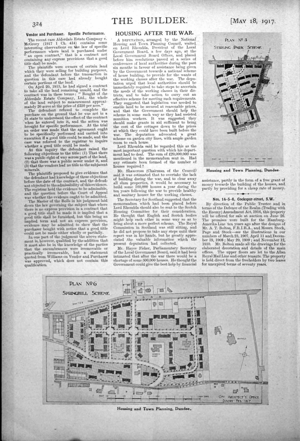 Old Housing Town Planning Dundee Stirling Park Springhill Scheme 1917 20th