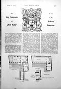 Old Vintage Print City Companies Halls Bakers' Company Floor Plans 1917 20th