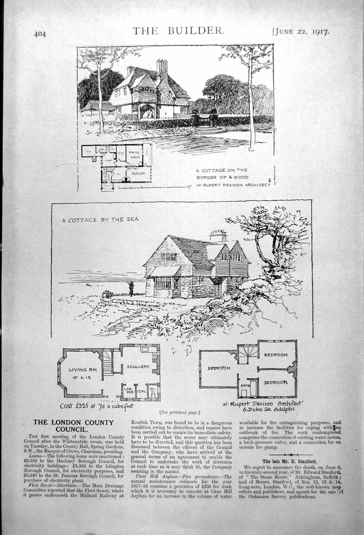 Old Print Cottages Edge Wood By Sea Design Built For ú600 Plan View 1917
