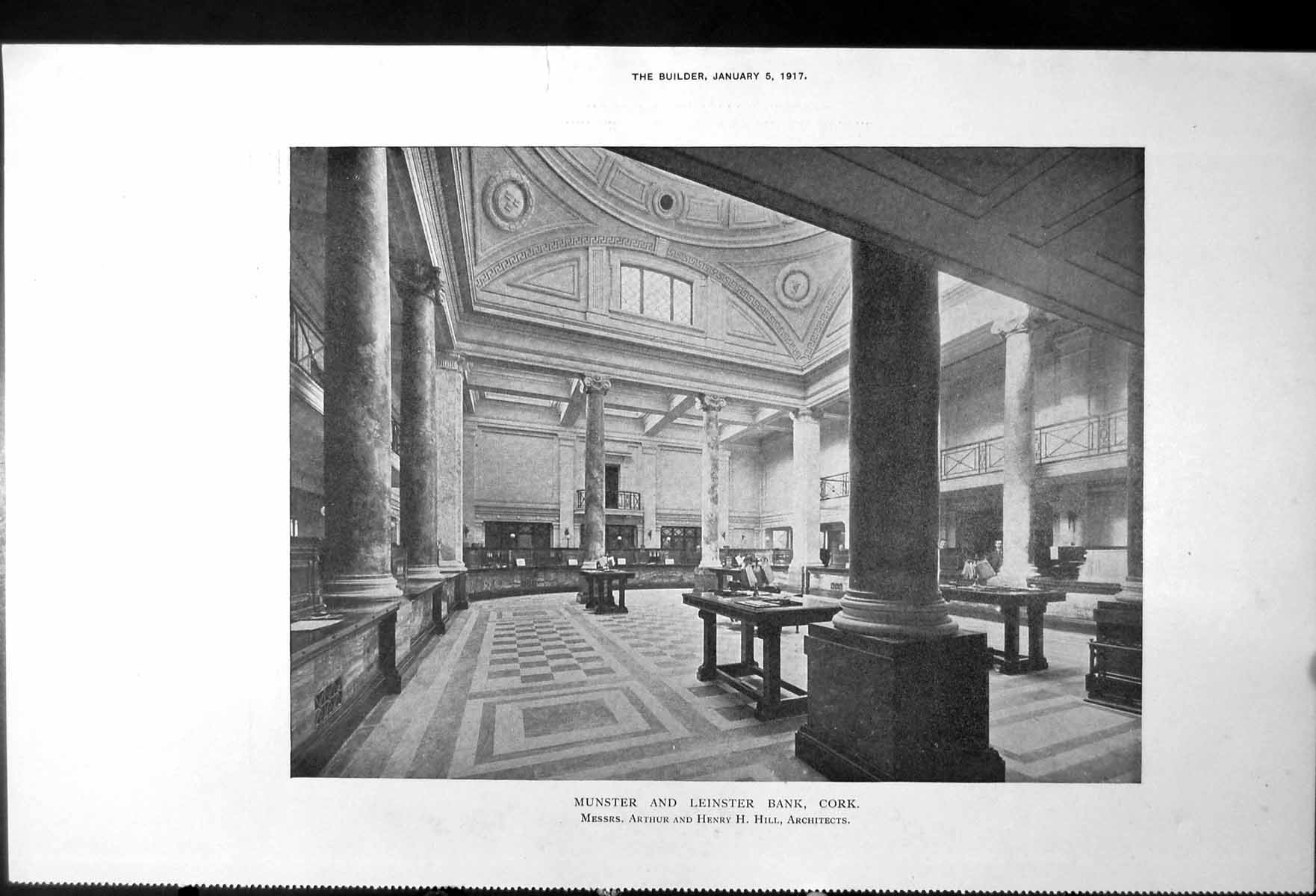 Old Print Munster Leinster Bank Cork Dominican Church Eccles Dublin 1917 20th