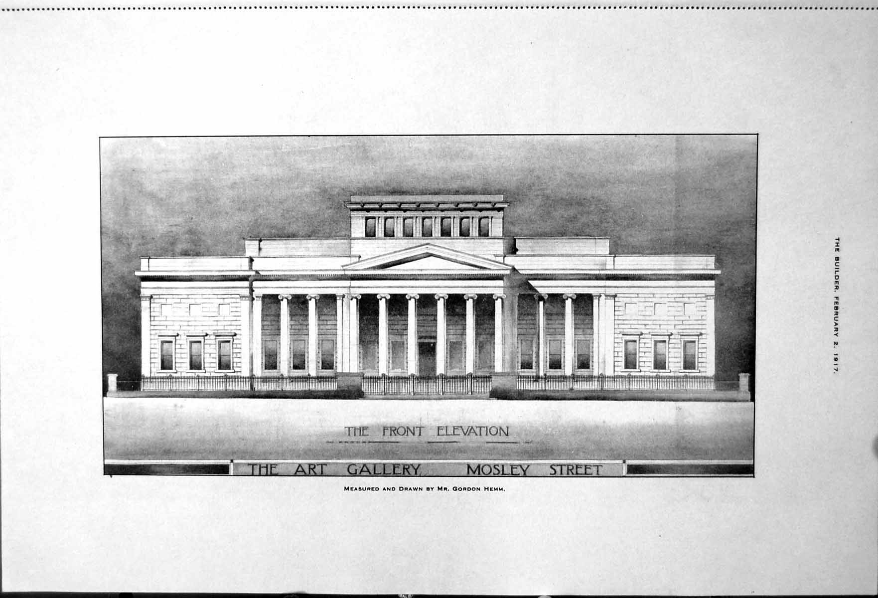 Old Art Gallery Mosley St Elevation Saint Mary'S Church Astbury 1917 20th