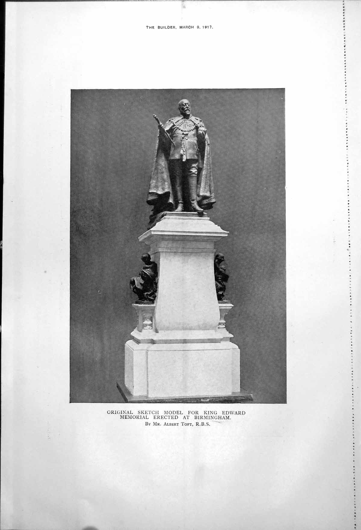 Old Print Sketch Model For King Edward Memorial Tablets Orchardson 1917 20th