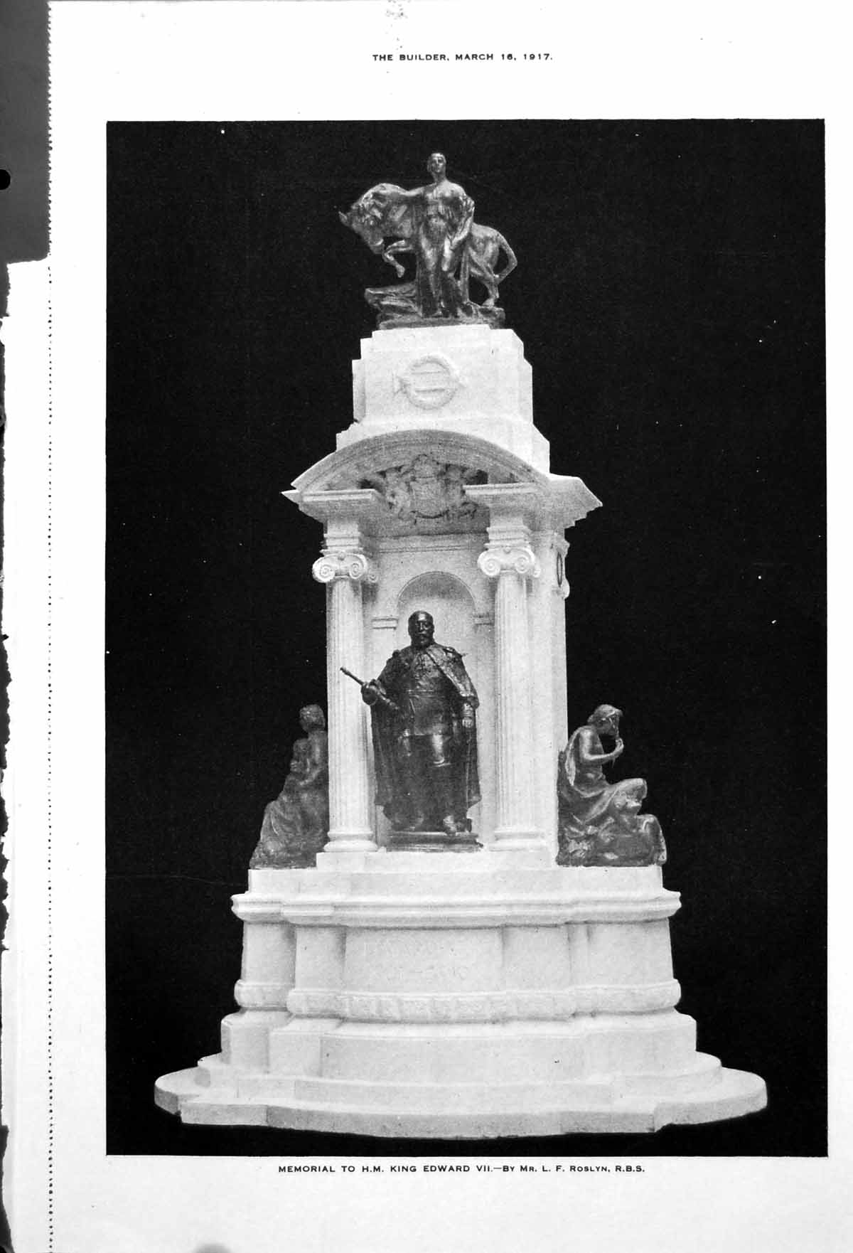 Old Memorial To King Edward Vii Design For War Britannia Sacrifice 1917 20th