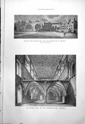Antique Old Print Second Hall Leathersellers Company Interior Exterior 1917