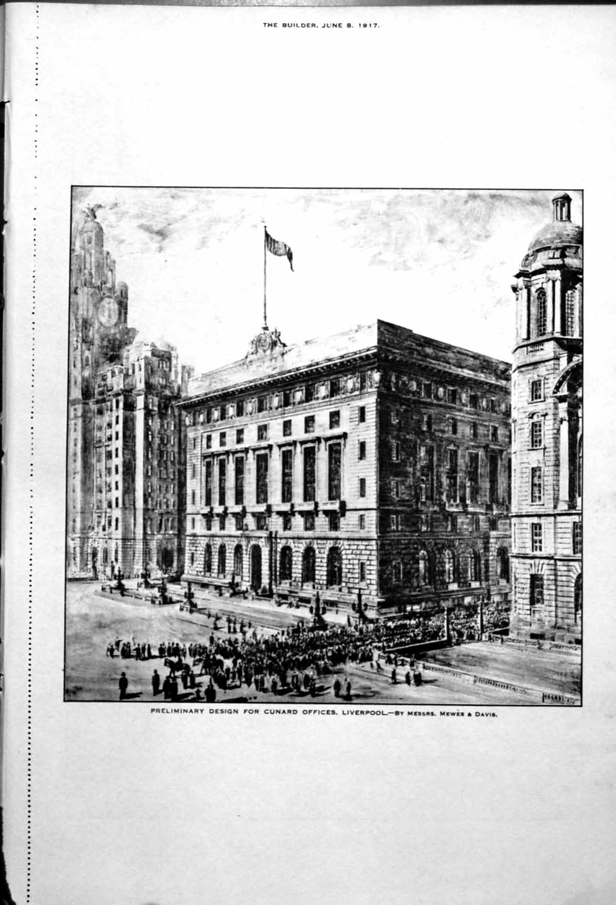 Old Design Cunard Offices Liverpool Preliminary Exterior Views 1917 20th