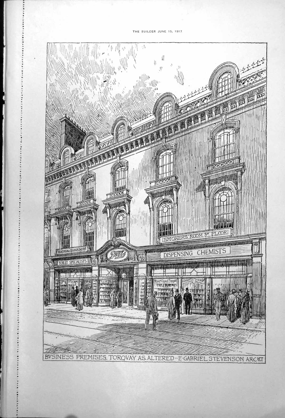 Old Print Business Premises Torquay Boots Chemist Cottage Chipstead 1917 20th
