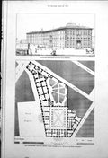 Old Print Borghese Palace Rome Facade Plan Details Columns Statues 1917 20th
