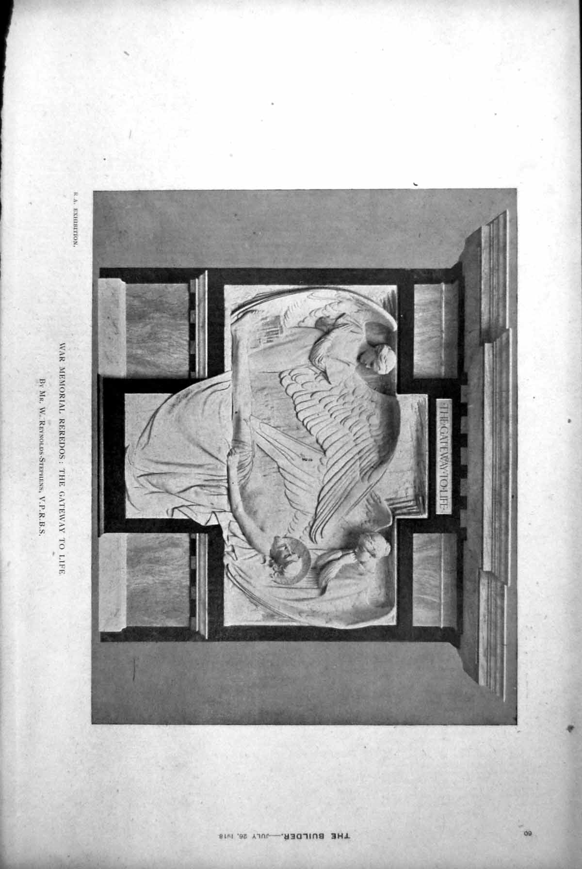 Old Print War Memorial Reredos Gateway To Life Supposition Ac White 1918 20th