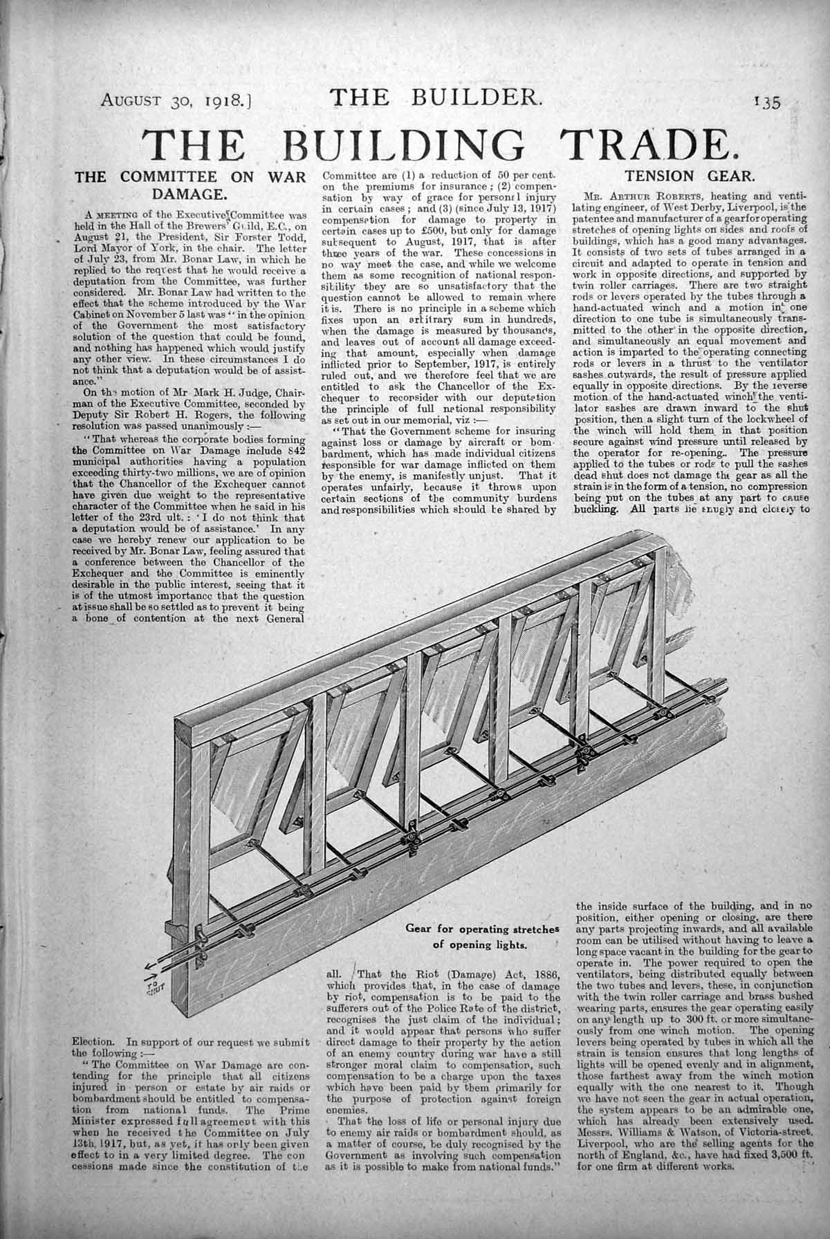 Old Print Gear Operating Stretches Opening Lights Advert Somerville 1918 20th
