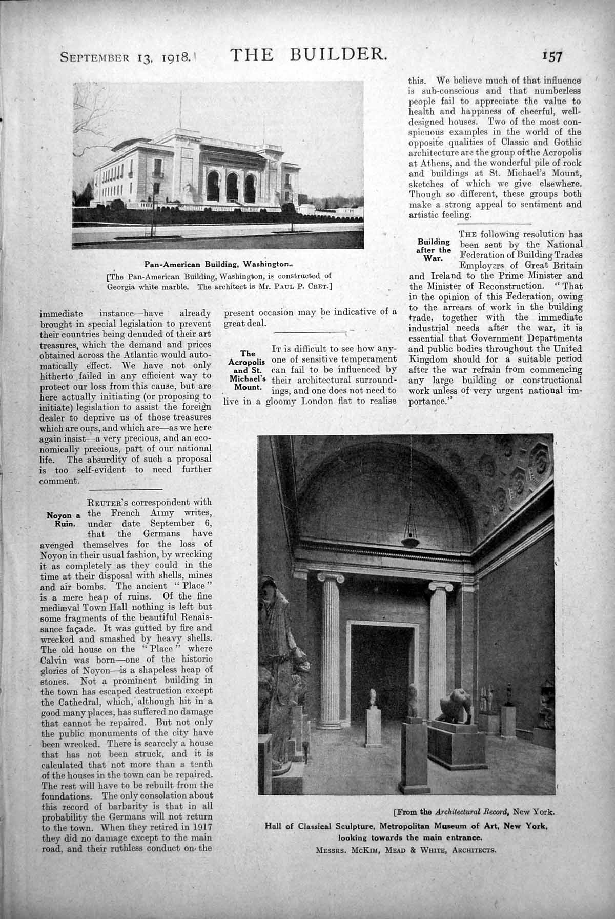 Old Print Pan-American Building Washington Pair Cottages Room Lodger 1918 20th