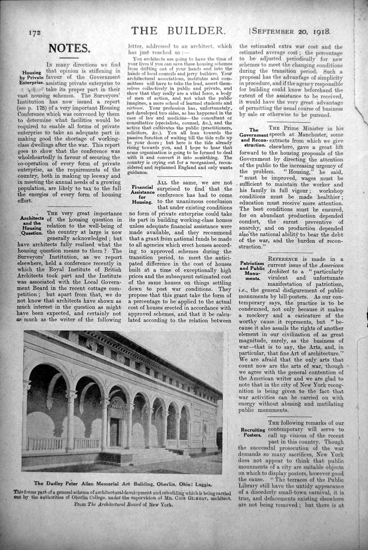 Old Dudley Peter Allen Memorial Art Building Oberlin Ohio Loggia 1918 20th